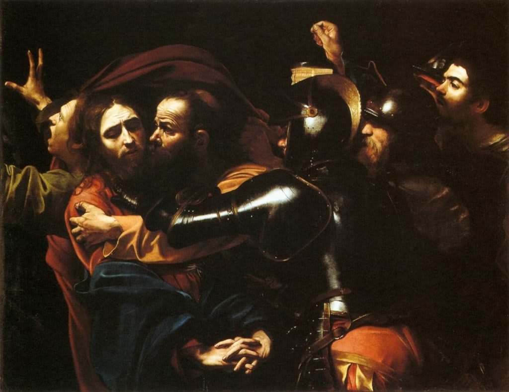 L'Arrestation du Christ par Caravage, avec son autoportrait
