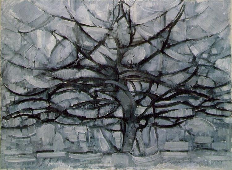 Dipinto di Piet Mondrian, L'Albero Grigio, un esempio della sua fase cubista