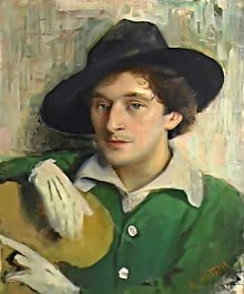 Peinture à l'huile de Marc Chagall, dépeignant la ville de Vitebsk, avec son architecture russe et ses couleurs chatoyantes.