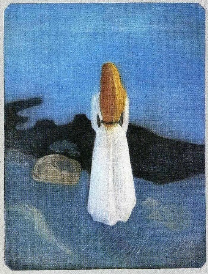 Jeune Fille sur la Plage. Edvard Munch. 1896 - Aquatinte (288 x 219 cm) - Musée d'Art de Munich