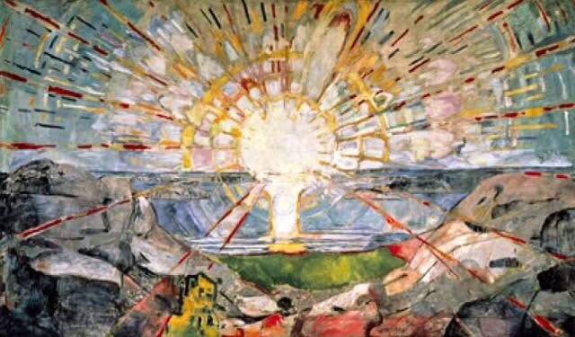 Le Soleil. Edvard Munch. 1912 - Huile sur toile (455 x 780 cm) - Emplacement : Institut de l'Université d'Oslo