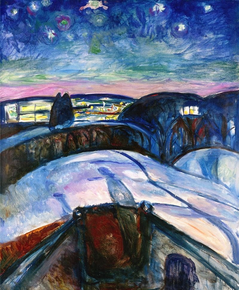 Nuit Étoilée. Edvard Munch. (1922-24) - Huile sur toile (140 x 119 cm) - Musée Munch