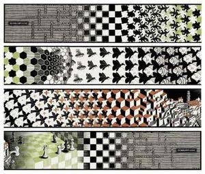 Illustration de M.C. Escher, des mains qui se dessinent mutuellement, défiant la réalité.
