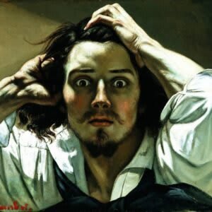 Peinture intitulée Le Désespoir, un autoportrait de Gustave Courbet.