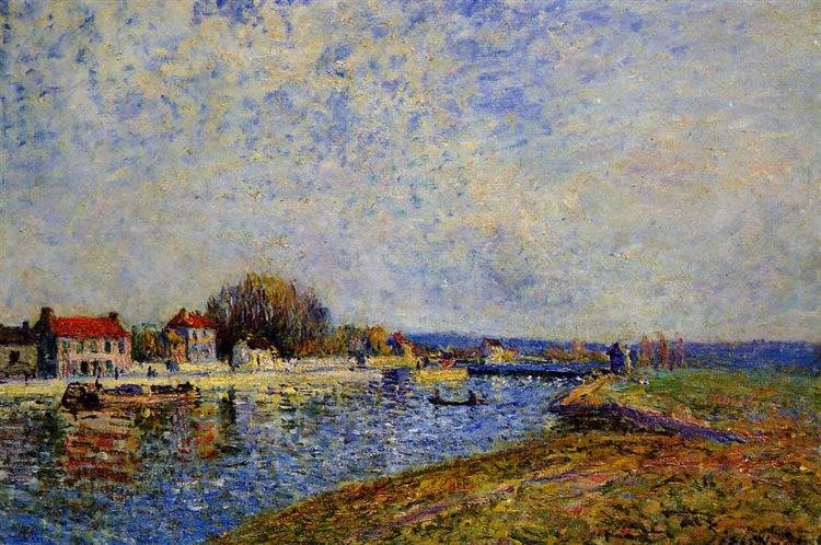 La Diga, canale del Loing a Saint-Mammès. Alfred Sisley. 1884