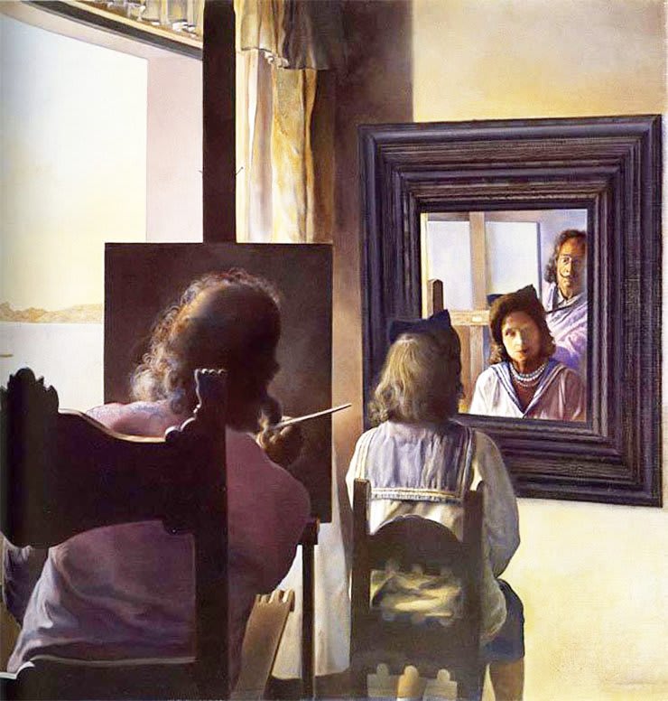 Salvador Dalí - Dalí di spalle che dipinge Gala di spalle