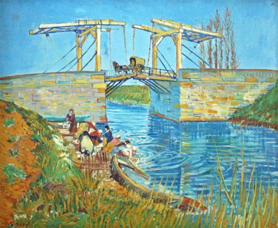 Il Ponte di Langlois con Lavandaie di Vincent van Gogh
