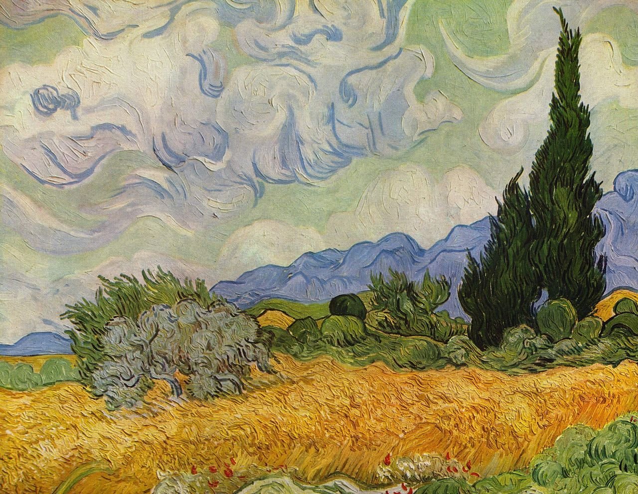 Campo di Grano con Cipresso di Vincent van Gogh