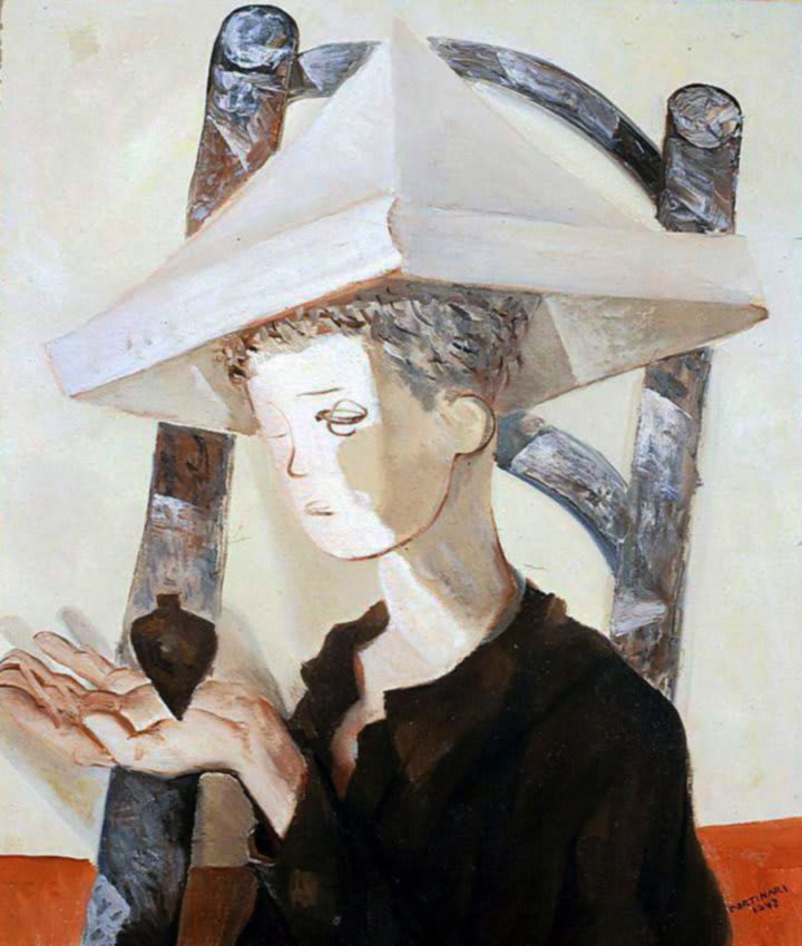 La pittura a olio di Candido Portinari che ritrae la scena di una bambina che gioca con un cane