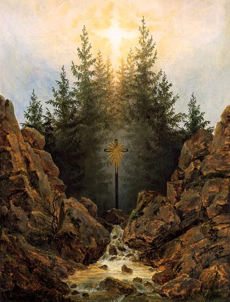 Pittura a olio in toni scuri e misteriosi, rappresentante una figura umana solitaria in un barcone a vela.