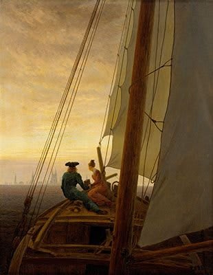Pittura a olio in toni scuri e misteriosi, rappresentante un momento della mattina.