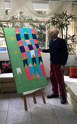 Opera d'arte astratta dai colori vivaci di Zi Facella