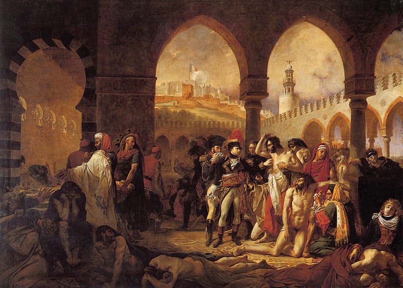 Großes Historienbild: Bonaparte besucht die Pestkranken in Jaffa, zeigt Napoleon im Lazarett.