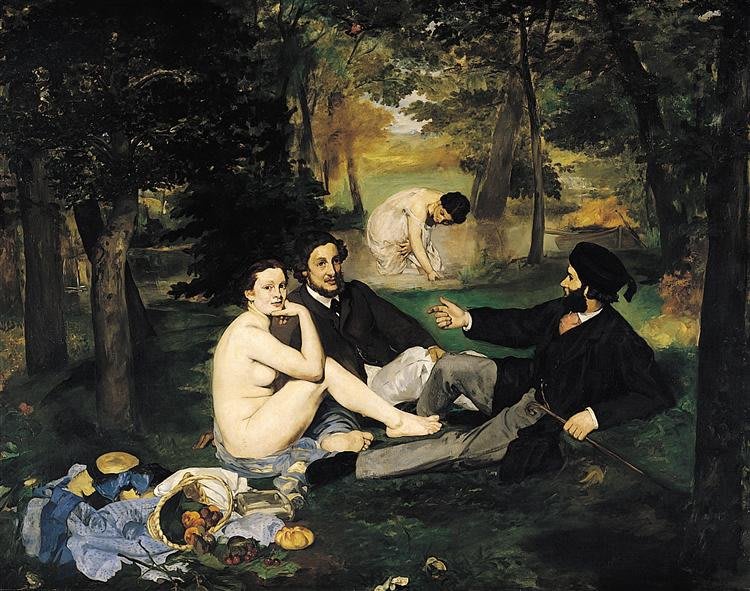 La Colazione sull'erba. 1863 – Olio su tela (208 x 265,5 cm) – Ubicazione: Museo d’Orsay, Parigi (Francia)