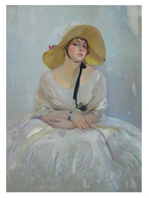 Pittura di Joaquín Sorolla, Ritratto di Raquel Meller, raffigurante una donna elegantemente vestita.