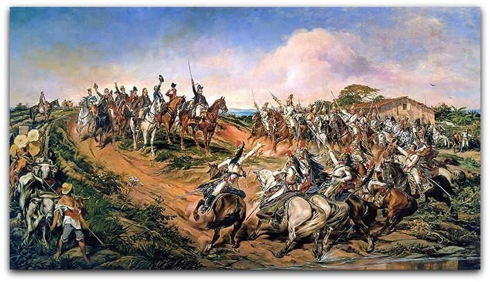 Dipinto 'Independência ou Morte' di Pedro Américo, raffigurante D. Pedro I che proclama l'indipendenza del Brasile.