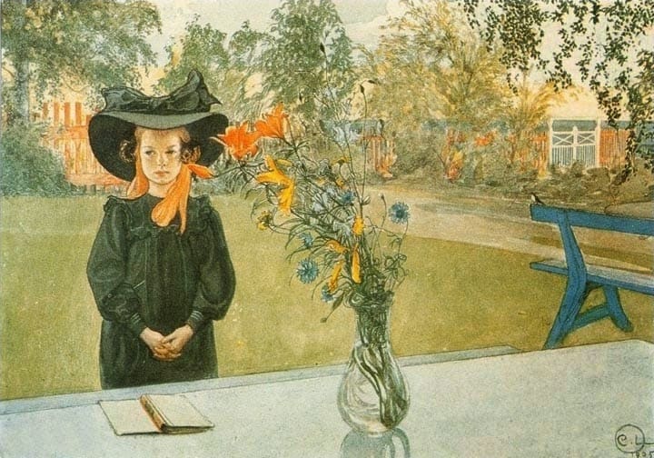 Kersti mit ihrem schwarzen Kleid. Carl Larsson. 1907