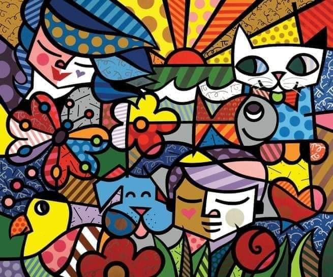 Ein farbenfrohes Gemälde von Romero Britto