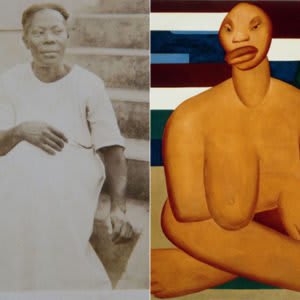 A Negra. Foto und Gemälde. Tarsila do Amaral. 1923