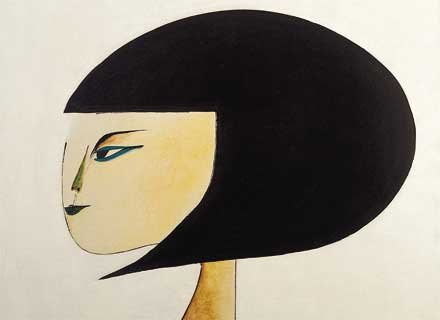 Aldemir Martins: 'Frauenprofil' von 1967, ein Gemälde mit klaren Linien und expressiven Farben.