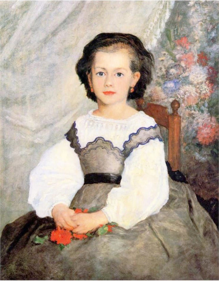 Porträt von Romaine Lacaux, gemalt von Auguste Renoir im Jahr 1864, ein frühes Werk
