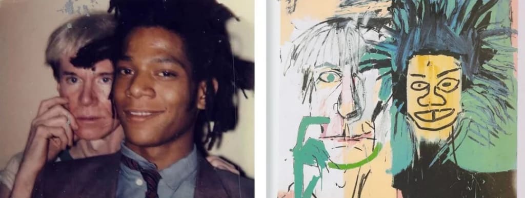 Jean-Michel Basquiat - Foto von Andy Warhol und Basquiat rechts